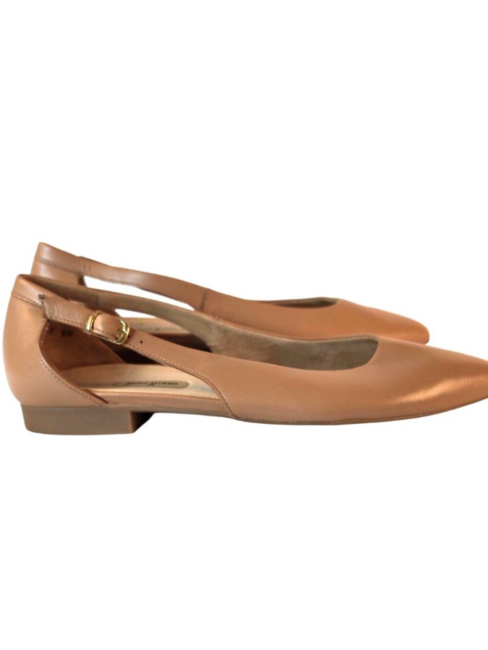 Paul Green Rica Pointed Toe D'Orsay Flats Tan Leather Womens 7 Ankle Strap NWOB - Picture 4 of 12